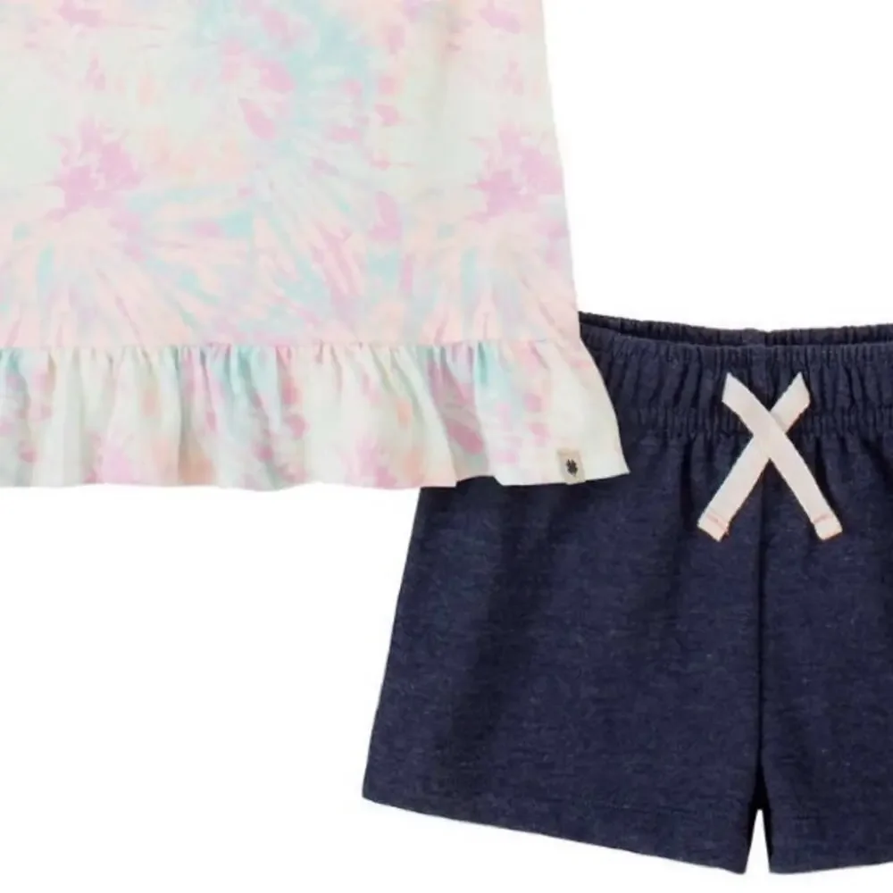 Lucky Brand Girl’s Shirt Blue Short Tye Dye Set 2 Piece Set Size 6 NWT!